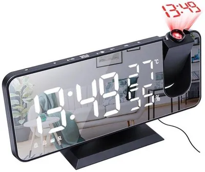 Obrázok produktu pre Budík s funkciou projekcie – Rádiobudík s USB portom – Veľký LED displej – Dvojitý budík