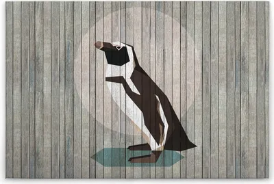 Produktbild von Leinwandbild Tiere 60 x 90 cm - Wandbild Pinguin Grau Schwarz - Keilrahmenbild Tiere Wohnzimmerdeko Wanddeko Wandgemälde