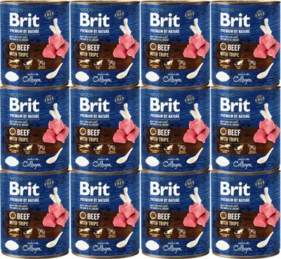 Produktbild von Brit Premium By Nature RINDFLEISCH & KUTTELN 12x800g
