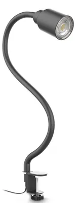 Image de Lampe à pince LED 5W 400lm 3000K Blanc chaud Flexible et orientable avec col de cygne et interrupteur à bascule Métal Noir Lampe de lecture Bureau, chevet, chambre, bureau