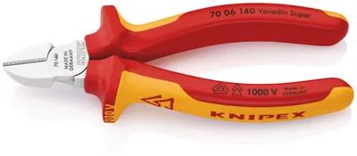 Image de KNIPEX Pince coupante diagonale 140mm VDE Poignées à paroi forte 2 couleurs