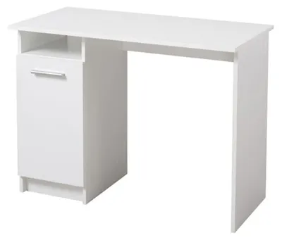 Produktbild von Dmora Schreibtisch Tiriolo 100x50x75 cm Weiß Matt, 2 Regalebenen 3 Fächer