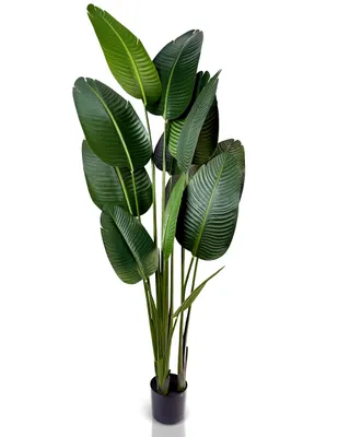 Image de IvoQ Strelitzia Plante Artificielle 180 cm - Grande Plante Oiseau de Paradis en Pot - Plante d'Intérieur Réaliste
