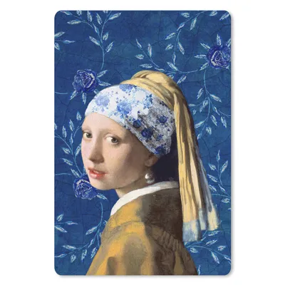 Produktbild von MuchoWow® Mauspad Mousepad Mädchen mit Perlenohrring - Delfter Blau - Vermeer - Blumen - Gemälde - Alte Meister 18x27 cm - Mousepads - Maus Mat - Pad - Mausunterlage