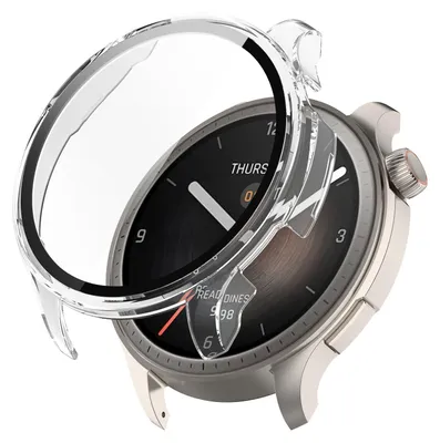 Obrázok produktu pre Pre Amazfit Balance Plastové puzdro na inteligentné hodinky + ochranný sklenený kryt Transparent