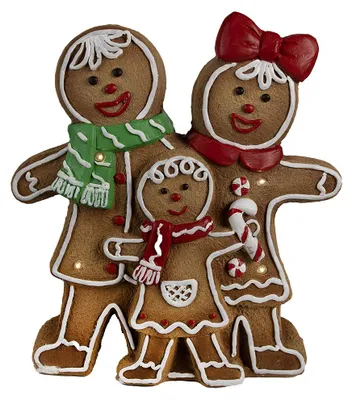 Productafbeelding van Clayre & Eef kerstdecoratie met LED-verlichting, peperkoekmannetje, 31x10x35 cm, bruin, kunststof