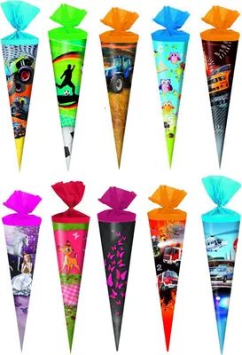 Produktbild von 10x Schultüte / Zuckertüte / 35cm / 10 verschiedene Motive