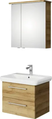 Produktbild von Pelipal Badmöbel-Set Sunline 105 BxHxT 69 x 200 x 48,5 cm Frontfarbe Eiche riviera mit Keramik-Waschtisch Waschtischunte