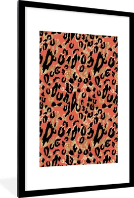 Produktbild von MuchoWow® Gerahmtes Poster Pantherdruck - Rosa - Gold 60x90 cm - Poster mit Schwarzem Bilderrahmen Wandposter Rahmen Foto Bilder - Dekoration - Wandposter Wohnzimmer - Hochwertig
