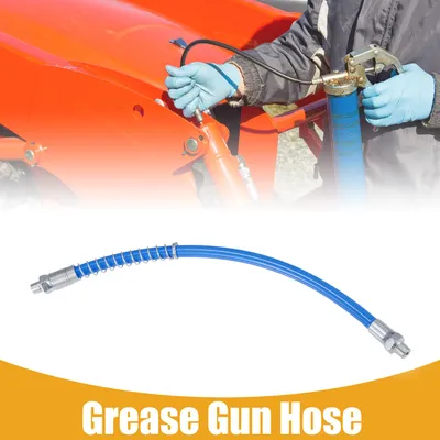 Image de 1 Tuyau flexible pour pistolet à graisse universel de 12 pouces, filetage 1/8" NPT - Tuyau de graissage pour remorque, extension de tuyau de graissage antidérapant - Métal bleu