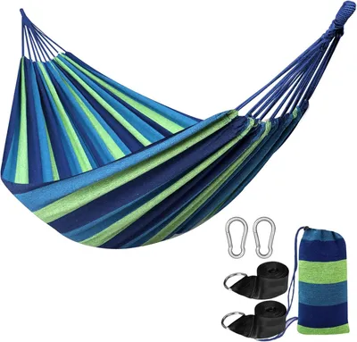 Produktbild von Baumwollhängematte mit Baumgurten, 250 kg Belastbarkeit, für Camping