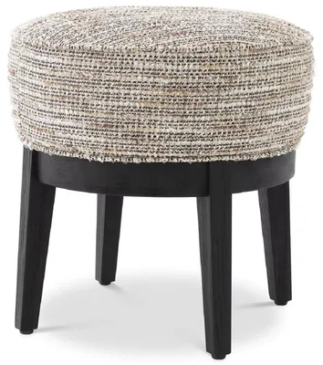 Obrázok produktu pre Casa Padrino luxusná stolička béžová / čierna Ø 45,5 x v. 47 cm - Okrúhla stolička do obývačky - Moderná okrúhla stolička - Luxusný nábytok