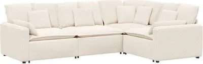 Produktbild von vidaXL Modulares Sofa mit Kissen Stoff in Lammwolloptik Creme