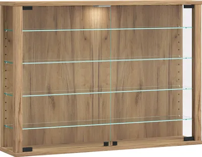 Produktbild von VitrosaL Vitrinenschrank wandhängend 2 Türen Eiche Nachbildung.