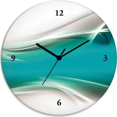 Produktbild von ARTland Glas Wanduhr Quarzuhr - schwarzer Zeiger Kreatives Element Petrol Größe: 30x30 cm