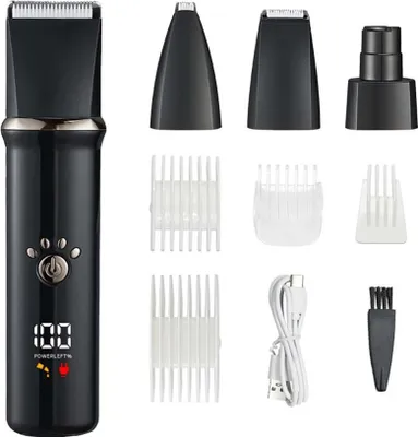 Obrázek produktu pro INF Elektrický zastřihovač chlupů pro domácí mazlíčky 4 v 1: Profesionální sada Černá