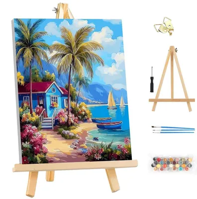 Obrázok produktu pre Obraz podľa čísel pre dospelých, motív: krajina, pláž, formát 25x35 cm, kód: LG023