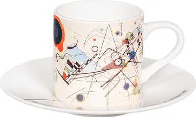 Produktbild von tea4chill Könitz Espresso Tasse Kandinsky Komposition 8. Kaffeetasse 65ml aus Fine Bone China Porzellan. Espressotasse modern, bunt