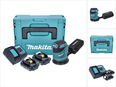 Produktbild von Makita DBO 180 SYJ Akku Exzenterschleifer 18 V 125 mm + 2x Akku 1,5 Ah + Ladegerät + Makpac
