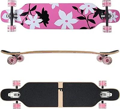 Produktbild von Design pink Flower LED Ahornholz (Flex 2) FunTomia® Longboard - 2544-0621