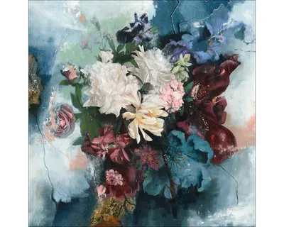 Produktbild von Leinwandbild Original Painted Baroque Flowers 100x100 cm