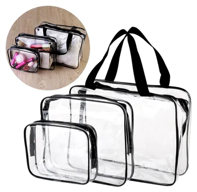Produktbild von 3er Set Kulturbeutel Wasserdicht Kosmetiktaschen Transparent