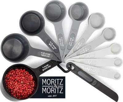 Productafbeelding van Famanu set van 11 maatlepels en maatbekers, van 1,25 ml tot 240 ml, met een afstrijkmes