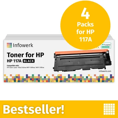 Immagine prodotto di NUOVO: Infowerk Toner per HP 117A Black, compatibile con HP ColorLaser 150, MFP-178 e altri, 4 pezzi