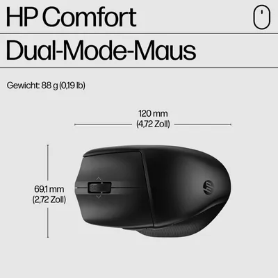 Produktbild von HP 685 Comfort Dual-Mode-Tastatur und -Maus, Volle Größe (100%), Kabellos, RF Wireless + Bluetooth, Schwarz, Maus enthalten