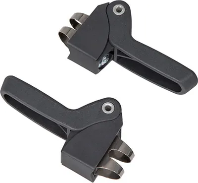 Produktbild von Einklappbare, rutschfeste, verstellbare Widek Fahrrad-Fußstützen Schwarz, 12 cm, 2 Stück, Q193, aus Kunststoff, für Kinder 6-10 Jahre bis 35 kg und runde/ovale Rahmenrohre 12-27 mm.