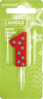 Produktbild von Geburtstagskerze farbig 7,6 cm Nummer 1