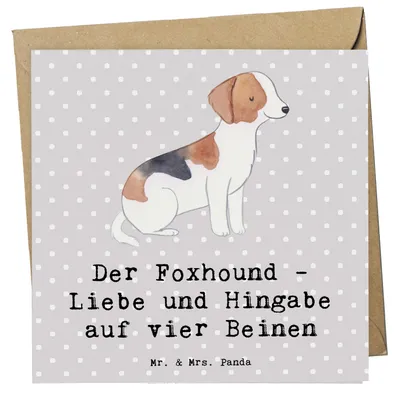 Produktbild von Mr. & Mrs. Panda doppelkarte Liebevoller Foxhound - Grau Pastell - Geschenk, Bewegung, anlasskarte, Jagdhund, Hunderassen Charakter, Hund, Glückwunschkarte, Hunderasse