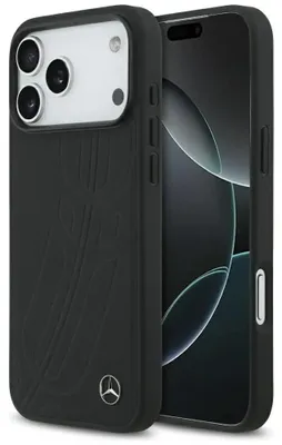 Zdjęcie produktu dla Etui Mercedes Leather Large Laurel Leave Magsafe Na Iphone 17 Pro Max - Czarne
