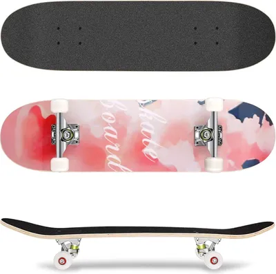 Produktbild von Diyarts Skateboard Skate Rollerboard, für Anfänger und Profis bis 100kg, langlebiges 7-lagiges Ahorn, 85A PolyurethanRäder, ABEC-7 Lager, 90° Weitwinkel