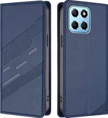 Produktbild von Hülle für Honor X8 5G/Honor X6 4G/Honor 70 Lite, Kunstleder Brieftaschen Handyhülle mit Kartenfach und Standfunktion Blau