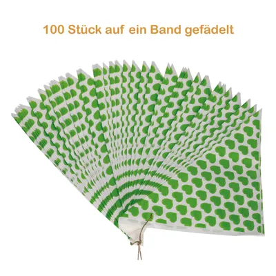 Produktbild von 100 Spitztüten mit Herz-Motiv – Grün | 125g | Papier-Tüten für Kirmes, Schausteller, Süßigkeiten, Candy Bar, Hochzeit, Geburtstag, Kindergeburtstag