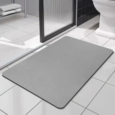 Image de Tapis de bain super absorbant, antidérapant, à séchage rapide, gris, 43x80 cm