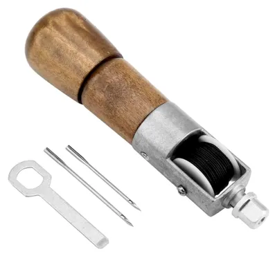 Produktbild von Leder Ahle für DIY Lederhandwerk mit Holzgriff und Ersatznadeln