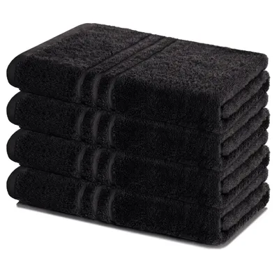 Produktbild von Lavea® 4er Set Duschtuch 70x140, 4 Stück, 100% Baumwolle Frottee, saugstark, weich und strapazierfähig, waschbar 60°C, trocknergeeignet, Handtuch, Handtücher, Duschtücher, Schwarz