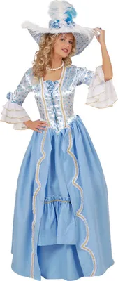 Produktbild von Rokoko Damenkostüm in Theaterqualität weiss-blau