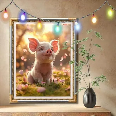 Imagen del producto de Kit de pintura con diamantes 5D para adultos, tamaño grande (100x133 cm), diseño de cerdo y paisaje. Ideal para niños, kit de manualidades de pintura con diamantes, bordado de cuentas de cristal para decoración de paredes, regalos. Modelo 57F-9119