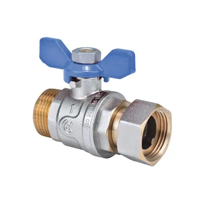 Produktbild von Kugelhahn 1 Zoll Messing AG x Überwurfmutter – Heizung/Trinkwasser blau