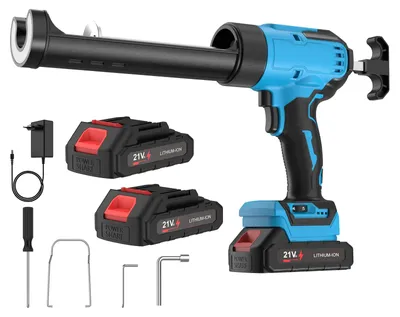 Zdjęcie produktu dla Elektryczny pistolet uszczelniający, 6-stopniowa regulacja, oświetlenie LED, zielony + 2 baterie