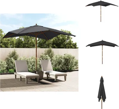 Produktbild von vidaXL Sonnenschirm mit Holzmast Schwarz 300x300x273 cm -  Sonnenschirme & Sonnenschutze