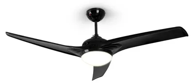 Produktbild von Klarstein Figo Deckenventilator - 2-in-1: Ventilator & Deckenlampe (2 x 55 W), Durchmesser: 52" (132 cm ), 3 Flügel, Luftdurchsatz: 10.039 m³/h, 2 Laufrichtungen, 3 Geschwindigkeitsstufen, schwarz