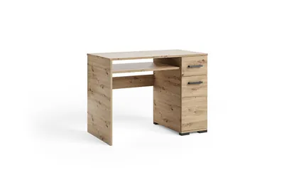 Produktbild von Schreibtisch FINO II mit Schublade und Tür, Computertisch mit Stauraum, Bürotisch für Homeoffice, Arbeitstisch für Büro und Jugendzimmer Eiche Artisan