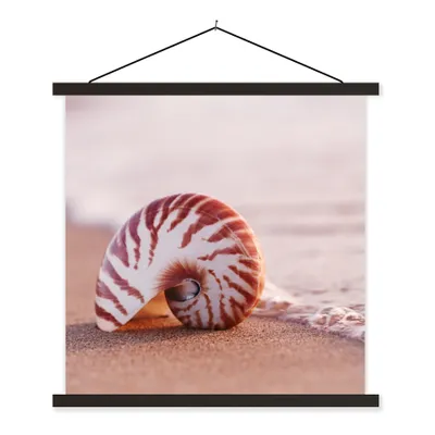 Produktbild von MuchoWow® Textilposter Muschel - Strand - Meer - Sand 90x90 cm mit schwarzem Rahmen - Magnetisches