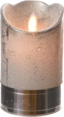 Produktbild von Anna's Collection Stumpfe Kerze - LED - Silber - Tanzflamme - 12 cm