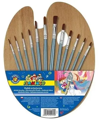 Produktbild von 12-teiliges Pinselset mit Holzgriff + Palette – Titanum