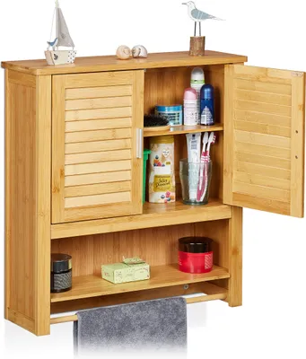 Produktbild von relaxdays Hängeschrank LAMELL Bambus